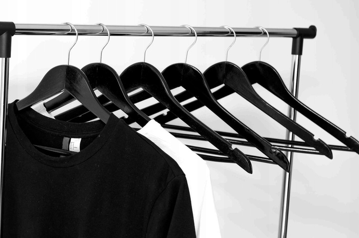 WIESZAK NA UBRANIA DREWNIANY CZARNY WIESZAKI UBRANIOWE KOMPLET LOFT