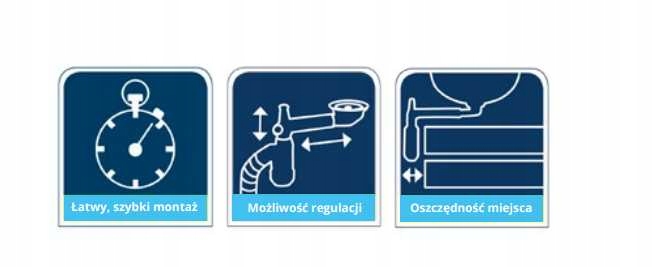 Syfon umywalkowy oszczędzający miejsce Prevex przyścienny 1710024