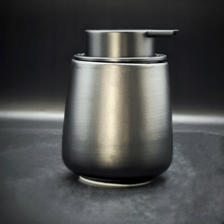 Dozownik mydła Dyspenser Płynu Ceramiczny Czarny Duży Ręczny z pompką