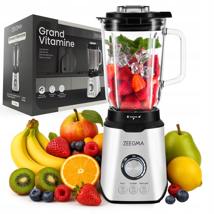 BLENDER KIELICHOWY SZKLANY 1,75L DUŻY sok warzyw owoców koktajli KRUSZY LÓD