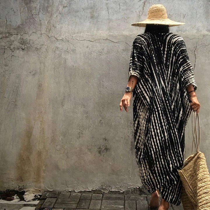 PAREO na plażę ZWIEWNA sukienka długa narzutka LETNIA tunika damska BOHO