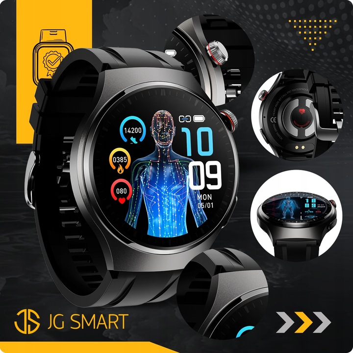 SMARTWATCH DO POMIAR GLUKOZY POLSKIE MENU ROZMOWY ZEGAREK MĘSKI + 3 PASKI