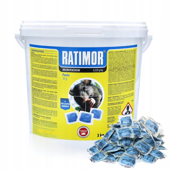 RATIMOR Trutka na szczury i myszy pasta - Trucizna Brodifakum 29ppm