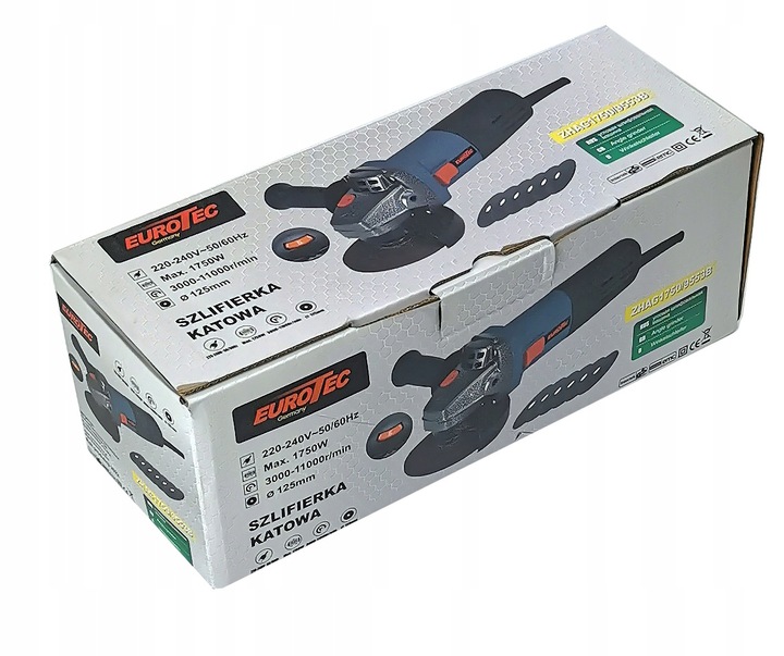 SZLIFIERKA KĄTOWA SIECIOWA 1750 Z REGULACJĄ OBROTÓW I ZESTAWEM TARCZ