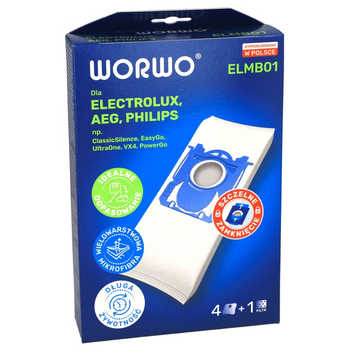 ZESTAW FILTR HEPA WORKI 16 SZT ELECTROLUX BAG E201
