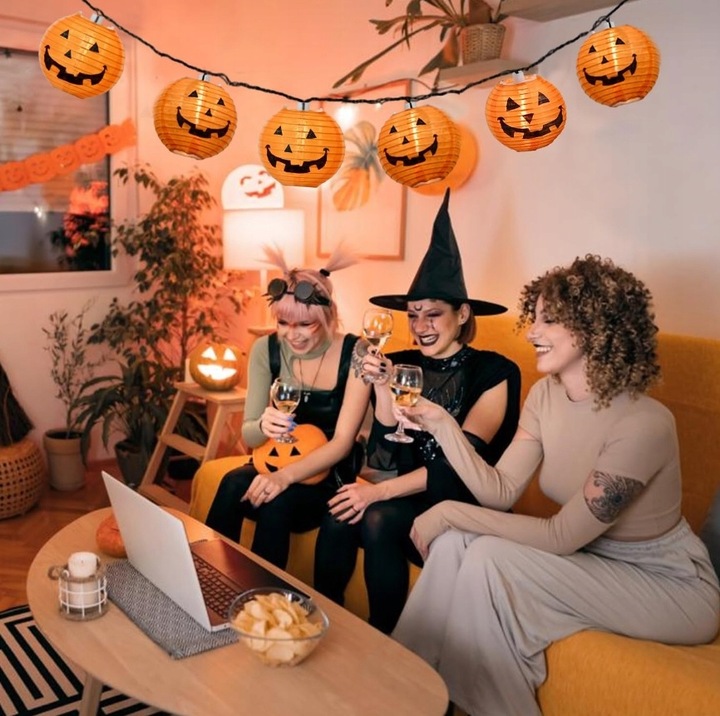 Girlanda Lampiony DYNIE LED Ozdoba HALLOWEEN Lampki Wiszące Dynie 2m