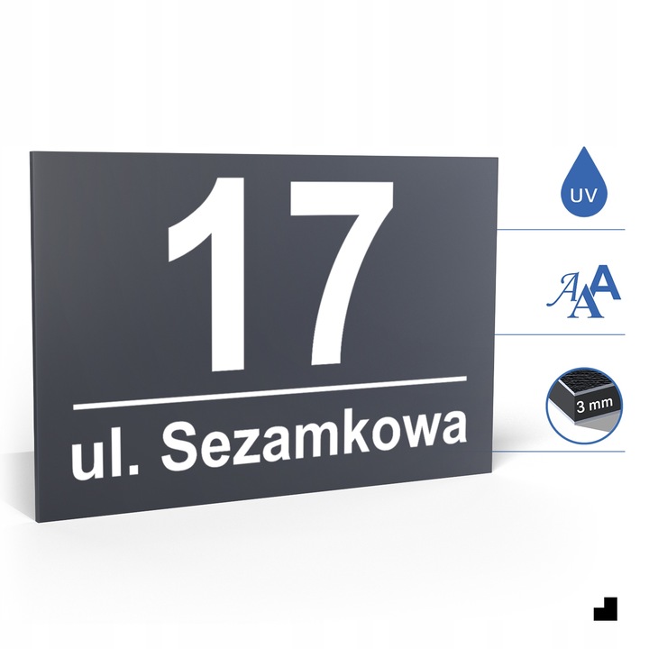 NUMER DOMU numer na dom TABLICZKA ADRESOWA Z NUMEREM DOMU antracyt + KOŁKI