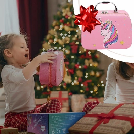 KUFEREK KOSMETYKÓW ZESTAW DO MAKIJAŻU I PAZNOKCI JEDNOROŻEC DZIECI PREZENT