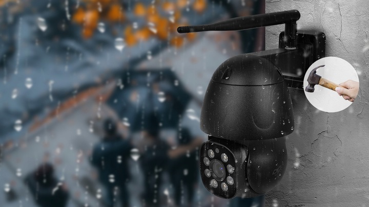 ZEWNĘTRZNA CZARNA BEZPRZEWODOWA KAMERA WIFI OBROTOWA IP 4MPX TUYA SMART DVS