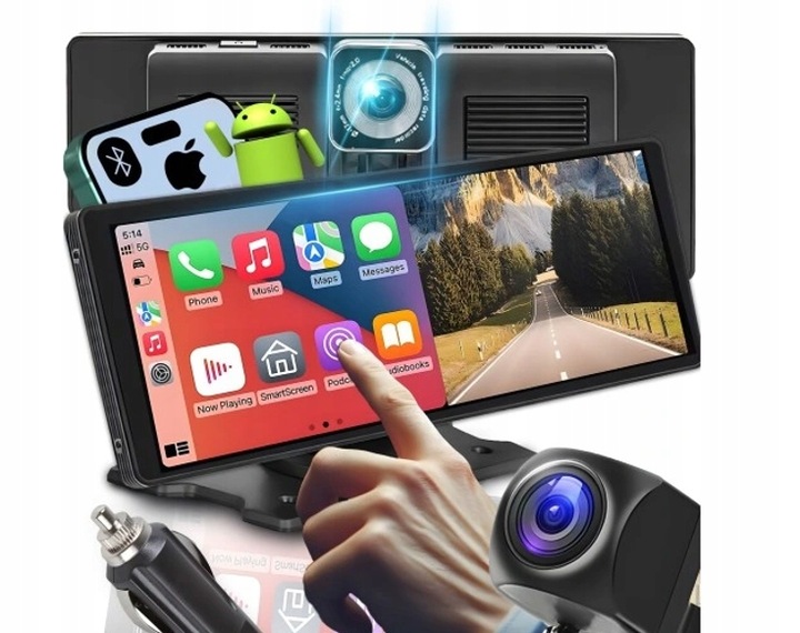 RADIO SAMOCHODOWE ANDROID APPLE CARPLAY STACJA +2 KAMERY MONITOR