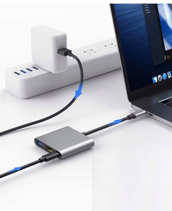 4Apple Przejściówka Adapter 3w1 HUB USB-C HDMI 4K ver2020