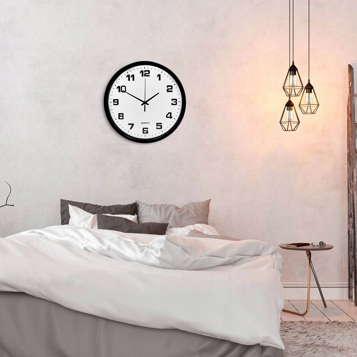 ZEGAR ŚCIENNY czarny 30 cm do salonu kuchni klasyczny