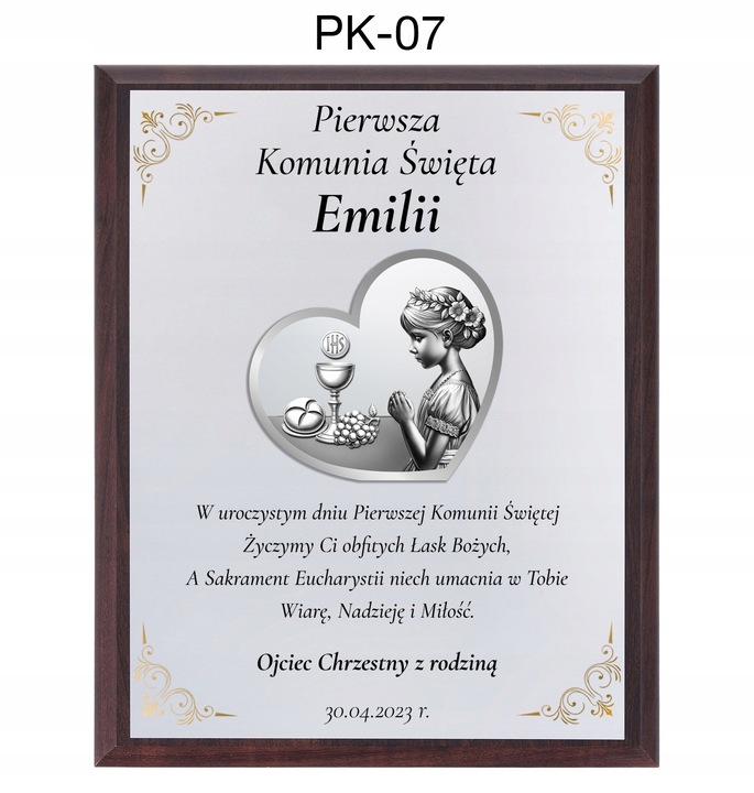 OBRAZEK PAMIĄTKA PIERWSZEJ KOMUNII ŚWIĘTEJ PREZENT NA KOMUNIĘ Z GRAWEREM