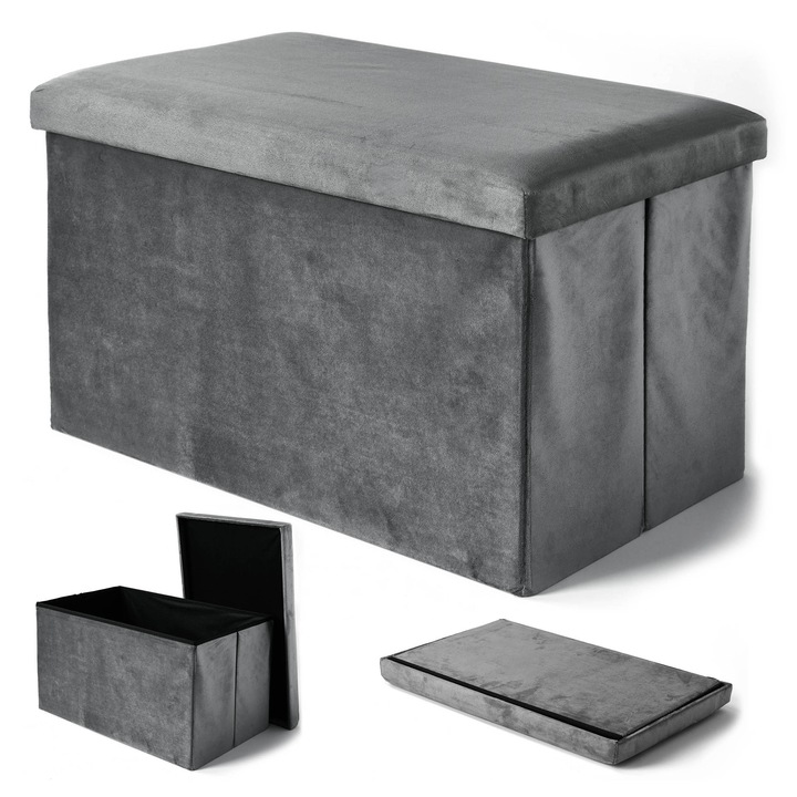 PUFA WELUROWA OTWIERANA SKŁADANA SKRZYNIA POJEMNIK ZE SCHOWKIEM LOFT