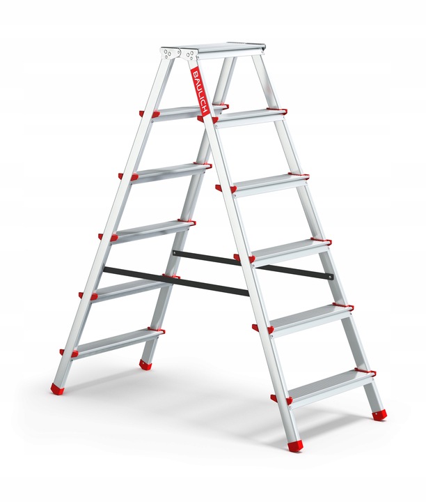 Drabina aluminiowa składana 6 stopniowa 2x6 dwustronna domowa GRATIS