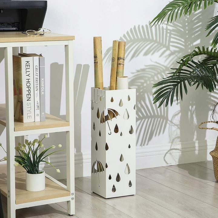 Parasolnik Stojak na parasole biały z ociekaczem do domu Przedpokoju