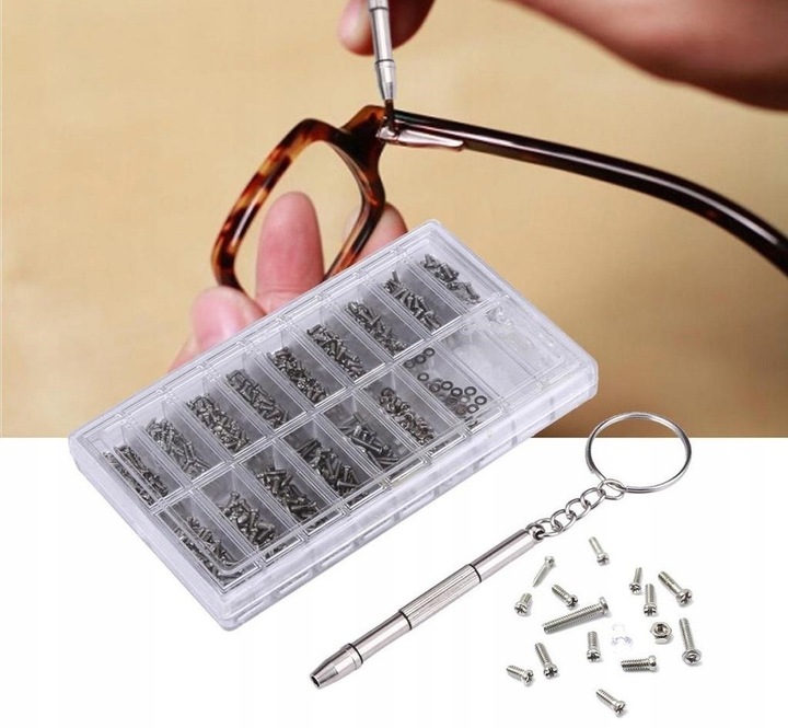 ZESTAW ŚRUBEK ŚRUBKI NAKRĘTEK 1000 SZT DO NAPRAWY OKULARÓW M1.4 M1.6 STAL