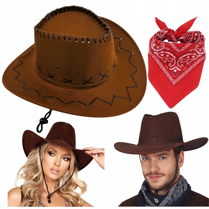 KAPELUSZ KOWBOJSKI + BANDAMKA KOWBOJKI KOWBOJKA KOWBOJA 8-99 lat