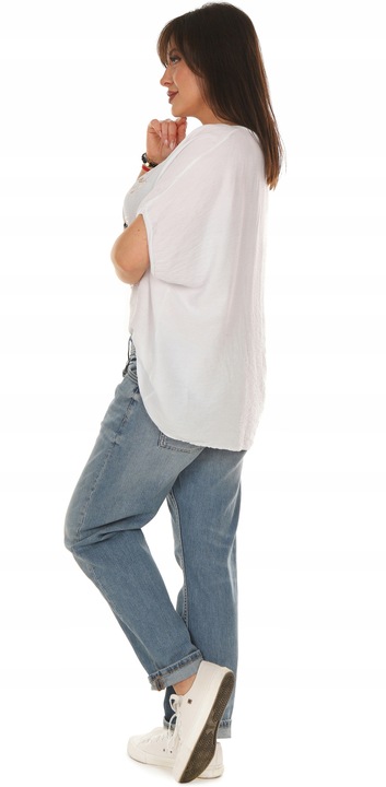 F667 Bluzka TUNIKA oversize, nadruk KWIAT