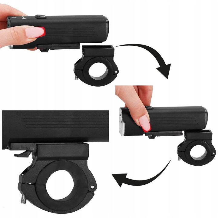 LAMPKA ROWEROWA LED PRZÓD TYŁ MOCNA 1000lm ZESTAW ROWER 4800mAh ALUMINIUM