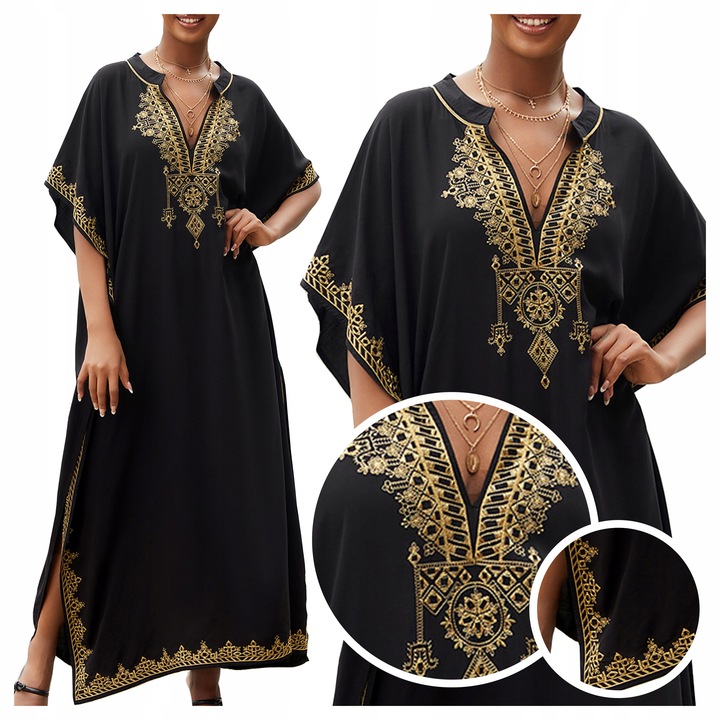 PAREO na plażę ZWIEWNA sukienka długa narzutka LETNIA tunika damska BOHO