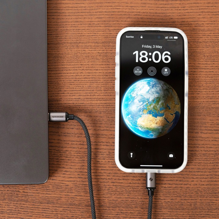 SPACECASE MOCNY KABEL USB-C DO USB-C TYP-C PD 60W 200CM SZYBKIE ŁADOWANIE
