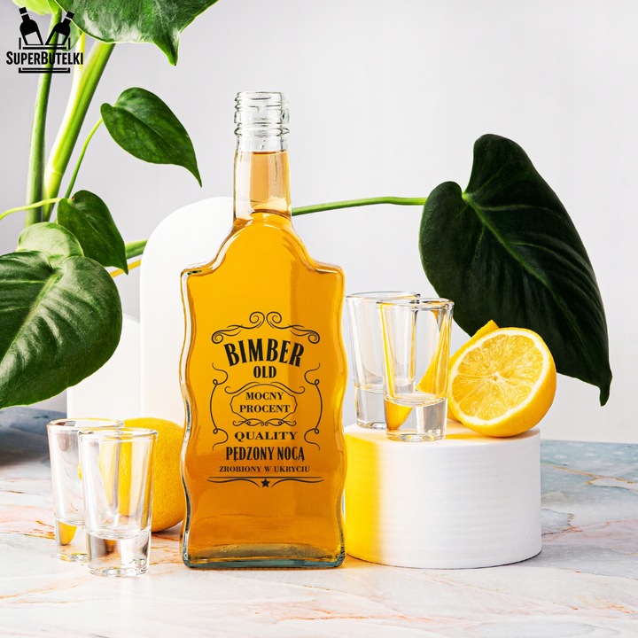 5x BUTELKI na BIMBER NALEWKI WÓDKĘ WHISKY z NADRUKIEM Butelka FALA 500 ml