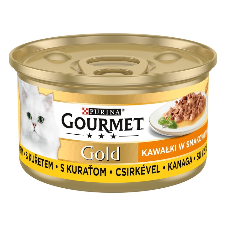 GOURMET GOLD KAWAŁKI KURCZAKA W SOSIE MOKRA KARMA DLA KOTA 12x85g
