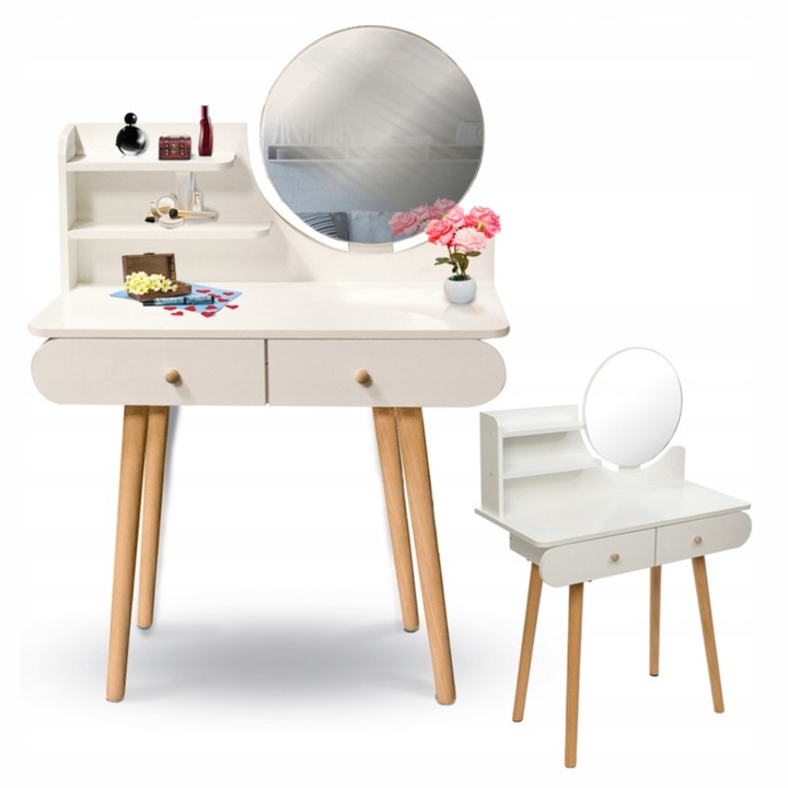 Toaletka z lustrem SCANDI kosmetyczna skandynawska biała