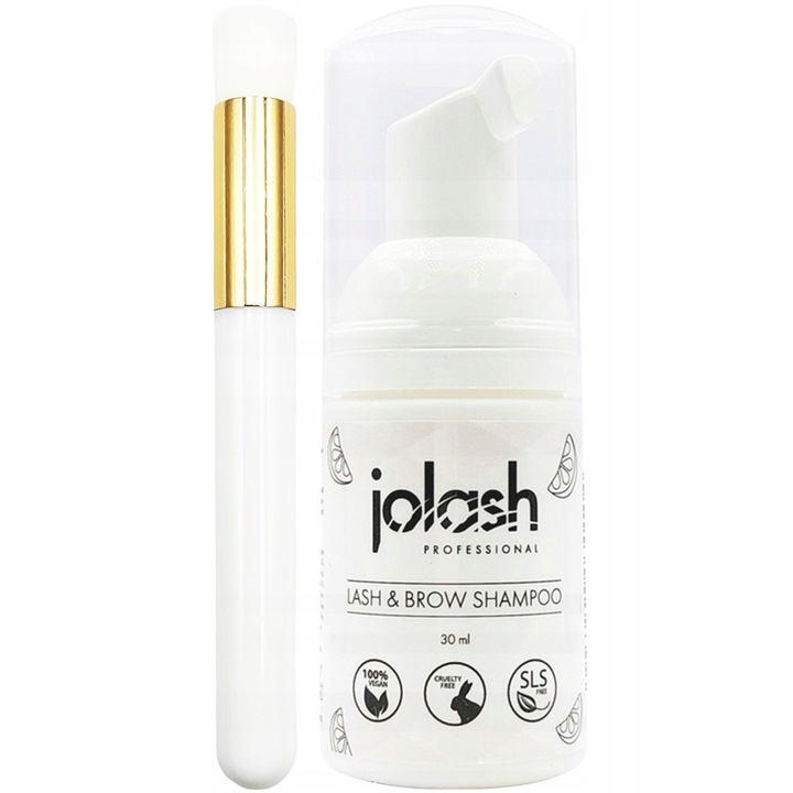 Pianka szampon do brwi i rzęs Jolash 30ml + pędzel do oczyszczania