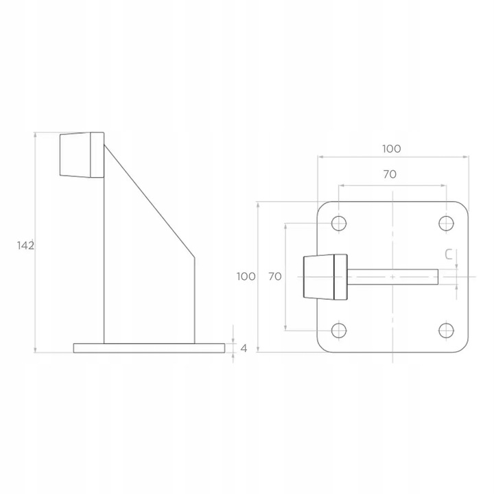 Odbojnik zewnętrzny przykręcany 004 (100x100,H142) RAL 7016 (antracyt)