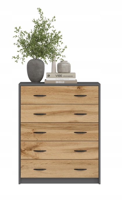 SZAFKA NA BUTY,KOMODA 5K GRAFIT DĄB WOTAN