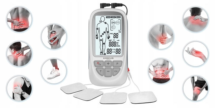 Elektrostymulator mięśni nerwów TENS EMS MASAŻ 73 programy Krexus
