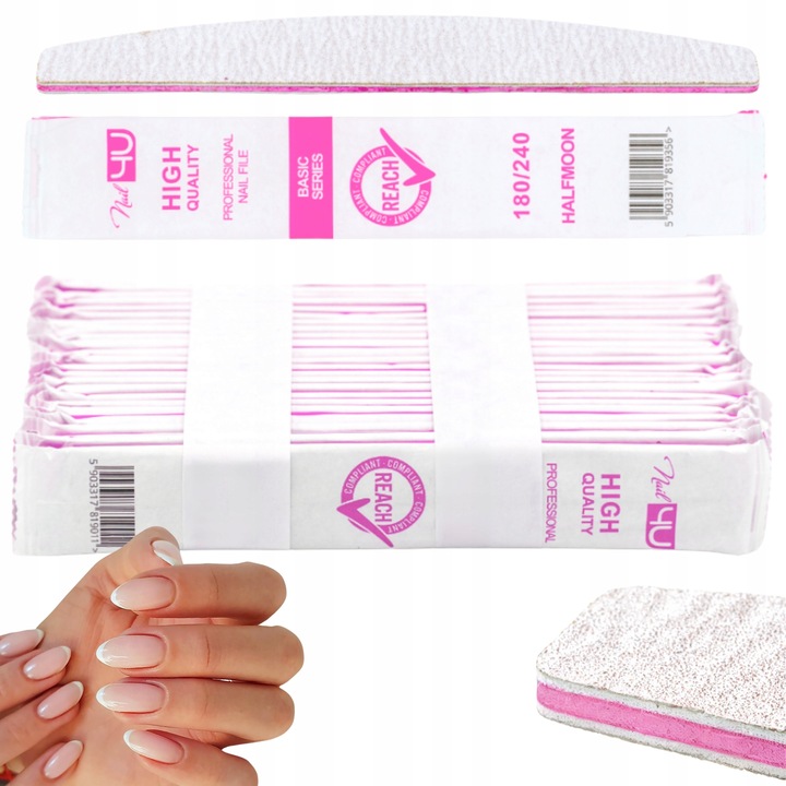 PILNIK DO PAZNOKCI Nail4U Basic Łódka 180/240 Bezpieczny ZESTAW 25 sztuk