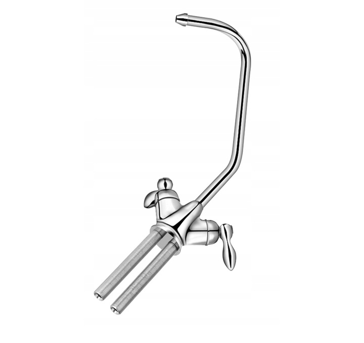 PODWÓJNY KRANIK KRAN DO FILTRA WODY OSMOZA CHROM