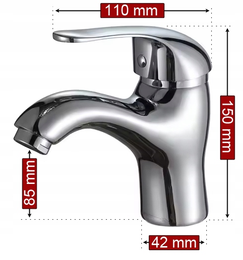 BATERIA ŁAZIENKOWA UMYWALKOWA KRAN DO UMYWALKI STOJĄCA CHROM STAŁA WYLEWKA