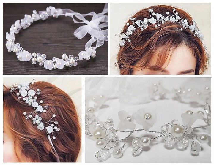 WIANEK NA KOMUNIĘ DEC27 komunijny dekoracja opaska biały na głowę jak żywy