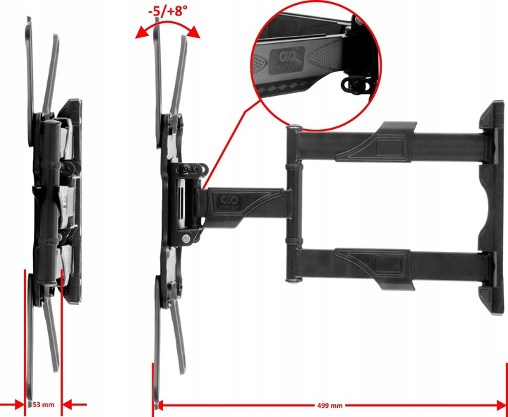 UCHWYT DO TELEWIZORA TV 32-55" WIESZAK REGULOWANY ŚCIENNY + CZĘŚCI