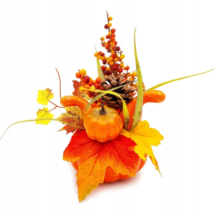 STROIK JESIENNY DYNIA Z KWIATAMI JESIENNA DEKORACJA STROIK NA STÓŁ