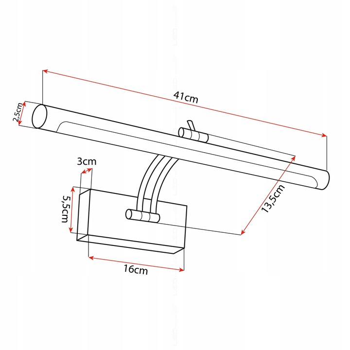 Kinkiet LED łazienkowy czarna lampa nad lustro 12W 40cm neutralna
