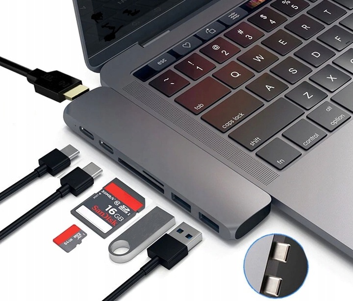 ADAPTER HUB PRZEJŚCIÓWKA USB-C USB THUNDERBOLT HDMI 4K DO MACBOOK PRO AIR