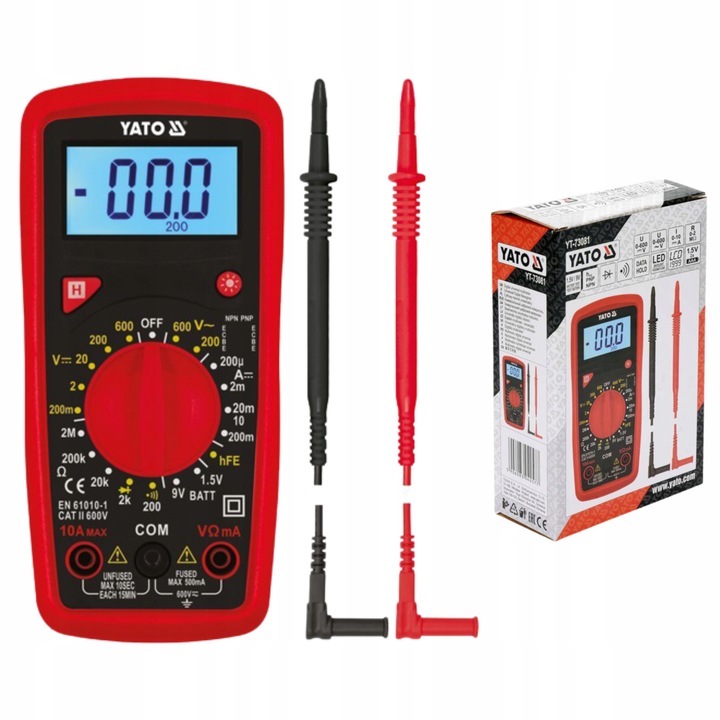 MIERNIK CYFROWY ELEKTRYCZNY MULTIMETR TEST BATERII LCD