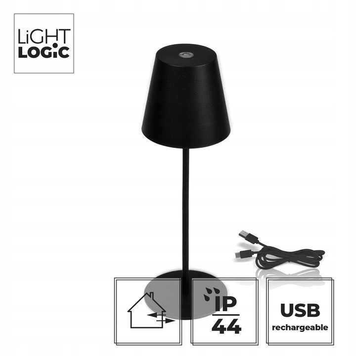 Lampka stołowa biurkowa LED LL WARS DIM CCT B czarna USB przenośna