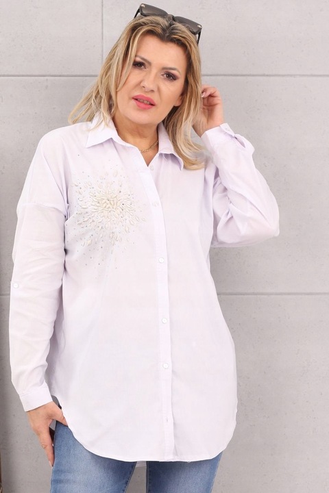 KOSZULA JEANSOWA DAMSKA DUŻE ROZMIARY ELEGANCKA DŁUGA OVERSIZE STYLOWA