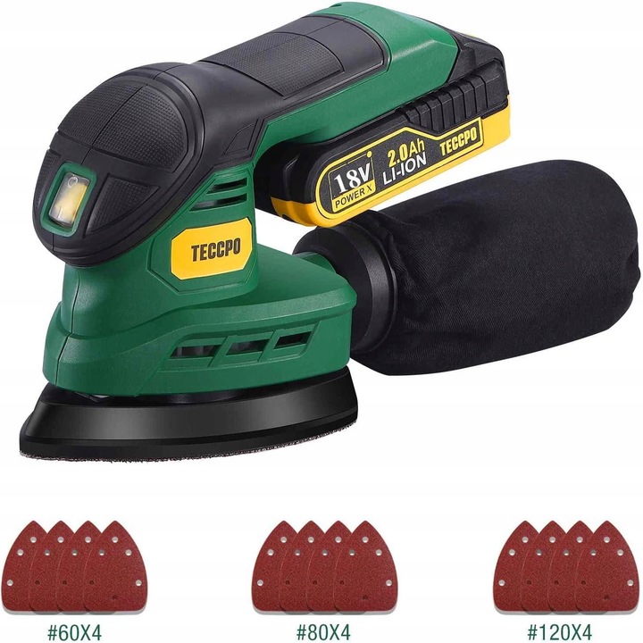 SZLIFIERKA MIMOŚRODOWA OSCYLACYJNA AKUMULATOROWA 2.0mAh 18V Bezpyłowa TECCP