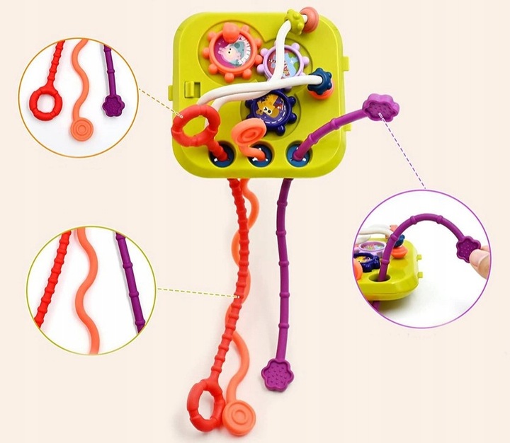 INTERAKTYWNA KOSTKA EDUKACYJNA DLA NIEMOWLĄT SORTER KLOCKI CYMBAŁKI 7w1 PL