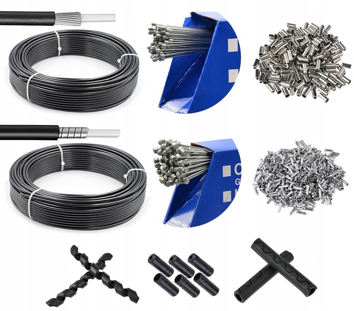 MAXI zestaw linki pancerze końcówki na cały rower