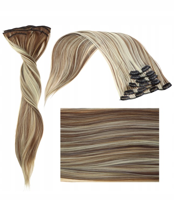 DOCZEPIANE WŁOSY Jak Naturalne Clip In Dopinki Proste Długie 6 Taśm 60cm