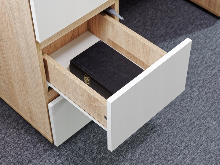 Biurko RADEK 90 cm białe komputerowe 3 szuflady prawe laminowane