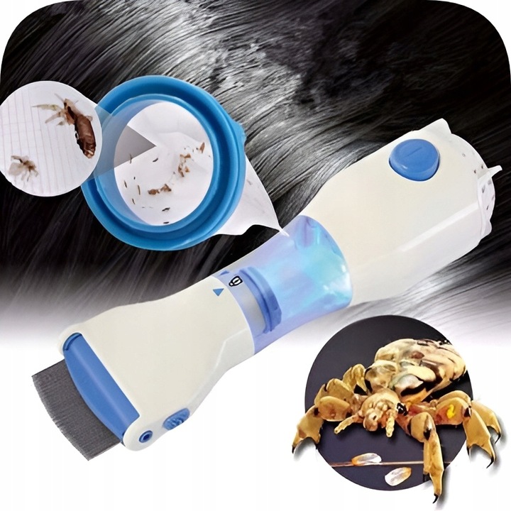 GRZEBIEŃ NA WSZY GNIDY PCHŁY ELEKTRYCZNY FILTR ODKURZACZ TERMINATOR